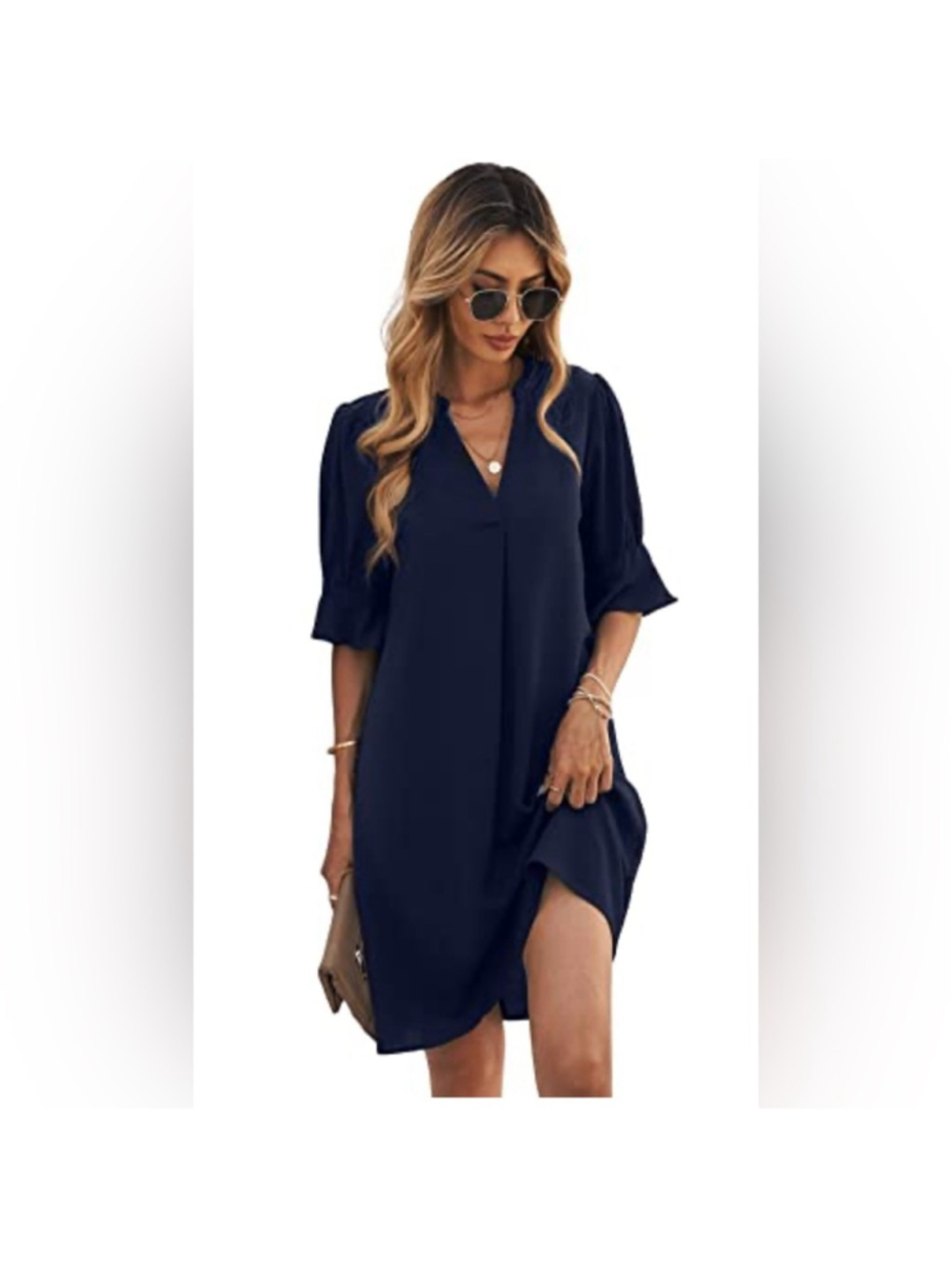 Famulily Women's V Neck Half Sleeve Shirt Dress size XXL normcore